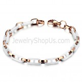 White Ceramic Figure "8" and Rose Gold Titanium Bracelet C426