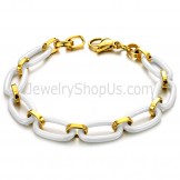 White Ceramic and Gold Titanium Bracelet C427