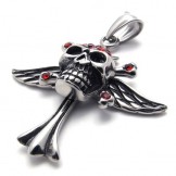 Cross Skull Red Diamond Titanium Pendant 20453