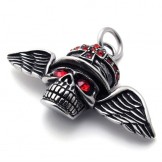 Red Diamond Wings Skull Titanium Pendant 20641