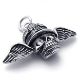 Wings Skull Diamond Titanium Pendant 20639