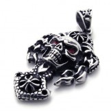 Skull with Red Diamond Titanium Pendant 20548