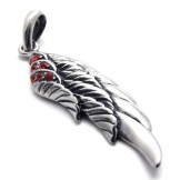 Feather Red Diamond Titanium Pendant 20456