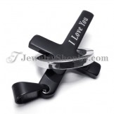Black Titanium Cross and Circle Pendant