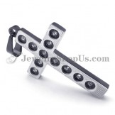 Elegant Black Cross Titanium Pendant with Rhinestones