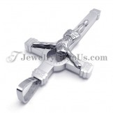 Elegant Silver Titanium Jesus Cross Pendant