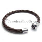 Fashion Brown Leather with Titanium Bracelet