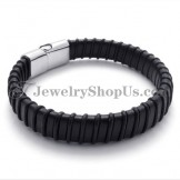 Gorgeous Black Titanium with Leather Bracelet