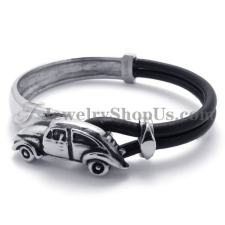 Elegant Leather with Titanium Bracelet