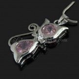 Lovely Cat Shape Alloy Pendant with Zircons