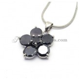 Fashion Flower Alloy Pendant with Black Zircons