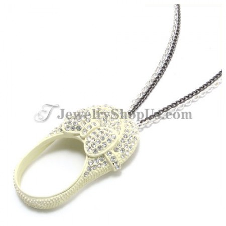 Elegant White Shoes Alloy Pendant with Rhinestones 