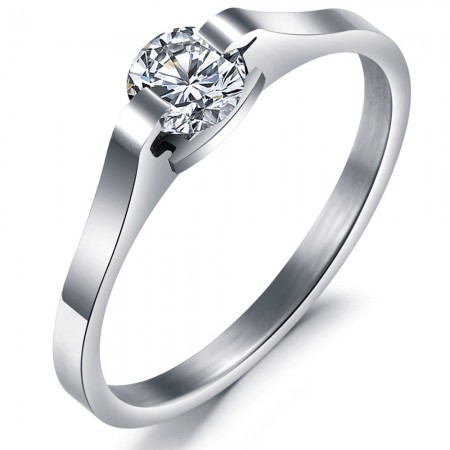 Stable Quality Titanium Ring With Rhinestone
