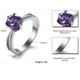 Selling Well all over the World Female Titanium Ring With Purple Diamond
