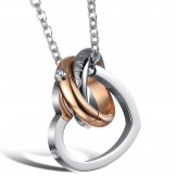 Reliable Quality Sweetheart Titanium Necklace For Lovers With Rhinestone