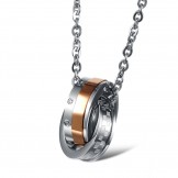Well-known for Its Fine Quality Dual Ring Titanium Necklace For Lovers