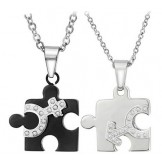 to Have a Long Story Black and White Titanium Necklace For Lovers 