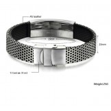 Easy to Use Black Titanium Leather Bangle 