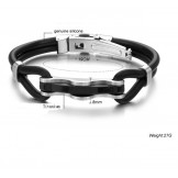 The King of Quantity Black Titanium Leather Bangle