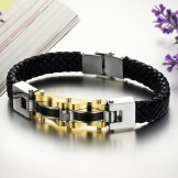 Dependable Performance Male Titanium Leather Bangle 