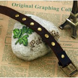 High Quality The Roman Numbers Titanium Leather Bangle 