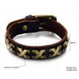 High Quality The Roman Numbers Titanium Leather Bangle 