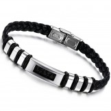 Easy to Use Male Titanium Leather Bangle 