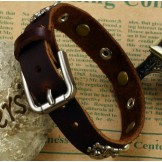 Stable Quality Male Retro Titanium Leather Bangle 
