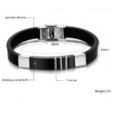 Durable in Use Black Titanium Leather Bangle 
