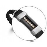 Reliable Reputation Male Black Titanium Leather Bangle  