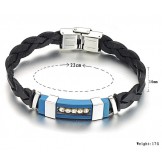 Wide Varieties Male Titanium Leather Bangle 