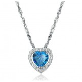 High Quality Female Sweetheart Platinum Plating Titanium Necklace With Rhinestone