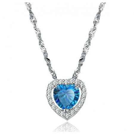 High Quality Female Sweetheart Platinum Plating Titanium Necklace With Rhinestone