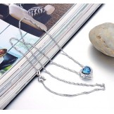 High Quality Female Sweetheart Platinum Plating Titanium Necklace With Rhinestone