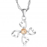High Quality Female Platinum Plating Titanium Necklace With Diamond