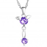 Stable Quality Female Purple Platinum Plating Titanium Necklace With Diamond