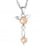 Stable Quality Female Purple Platinum Plating Titanium Necklace With Diamond