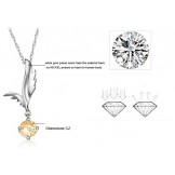 Reliable Quality Female Wing Shape Platinum Plating Titanium Necklace With Rhinestone