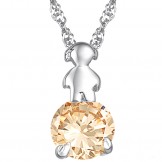 Durable in Use Female Platinum Plating Titanium Necklace With Diamond