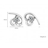 Stable Quality Female Platinum Plating Titanium Earrings With Rhinestone