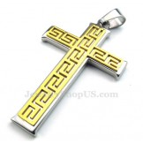 Mens Fashion Titanium Cross Pendant Necklace (Free Chain)