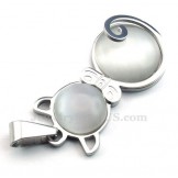 Silver Cats Eye Titanium Pendant Necklace (Free Chain)