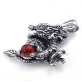 Exquisite Red Zircon Titanium Dragon Pendant Necklace (Free Chain)