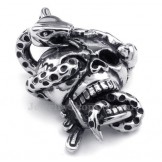 Titanium Skull Snake Pendant Necklace (Free Chain)