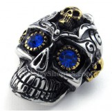 Blue Eyes Titanium Skull Pendant Necklace (Free Chain)