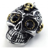 Black Eyes Titanium Skull Pendant Necklace (Free Chain)