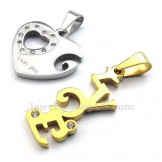 Fashion Titanium Couples Hearts Pendant Necklace (Free Chain)(One Pair)