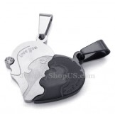 Titanium Couples Broken Hearts Pendant Necklace (Free Chain)(One Pair)