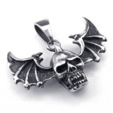 Wings Titanium Skull Pendant Necklace (Free Chain)