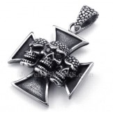 The Cross Titanium Skull Pendant Necklace (Free Chain)